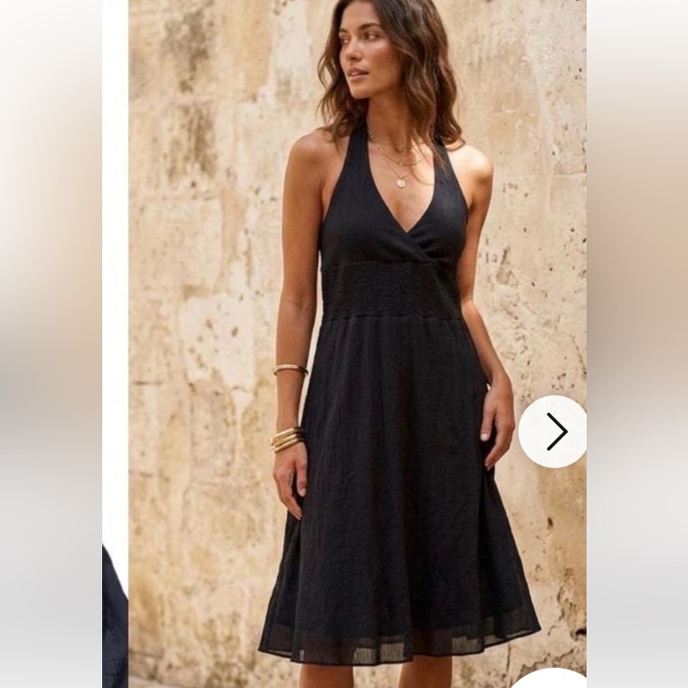 maeve 100% cotton halter Classic Black A-Line Midi dress